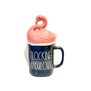 Rae Dunn FLOCKING FABULOUS Figural Coffee Mug / Cup Flamingo NEW In Box Gift